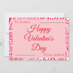 Simple Cute Heart Happy Valentines day Couple Holiday Card