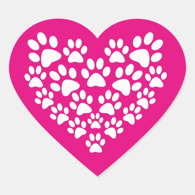 Simple Cute Heart Paw Print Sticker (Front)