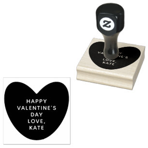Simple cute heart personalised text Valentines Day Rubber Stamp