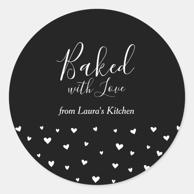 Simple Cute Hearts Baked with Love package sticker (Front)