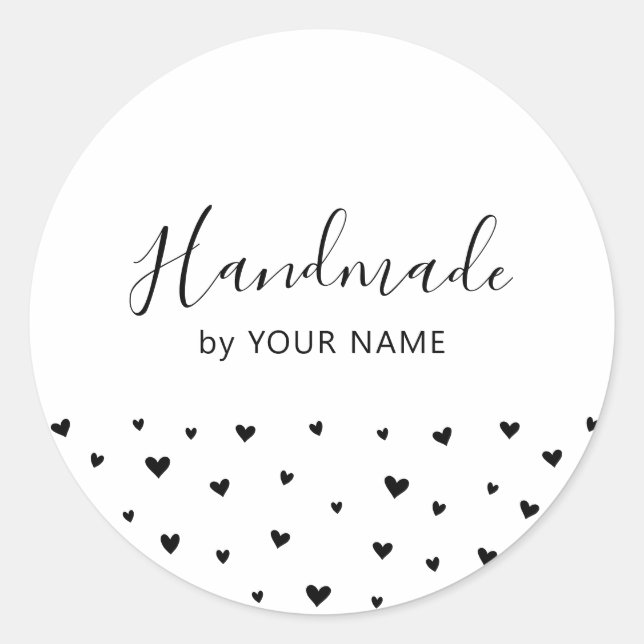 Simple Cute Hearts Handmade package sticker (Front)