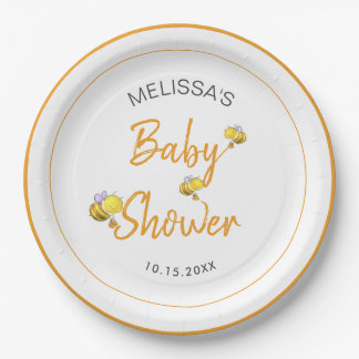 Simple Cute Honey Bee Baby Shower Party Paper Plate