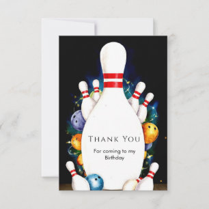 Simple Cute Kids' Bowling Birthday Thank You Card