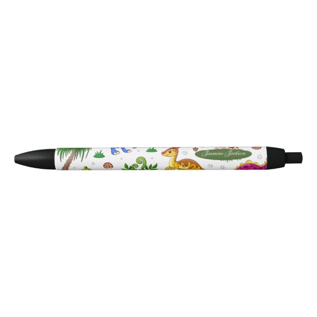 Simple Cute Kids Colourful Dinosaur Black Ink Pen (Front)