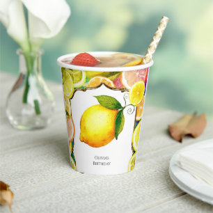 Simple Cute Lemon Birthday Paper Cups
