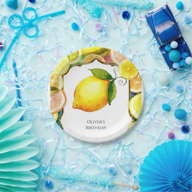 Simple Cute Lemon Birthday Paper Plate (Party)