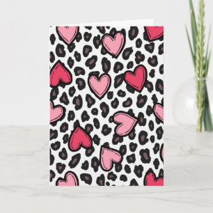 Simple Cute Leopard Hearts Card
