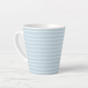 Simple Cute Light Blue Water Texture Wavy Stripe Latte Mug