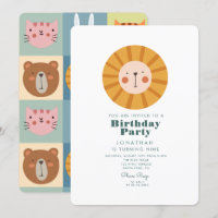 Simple Cute Lion Forest with Animals Birthday  