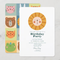 Simple Cute Lion Forest with Animals Birthday 