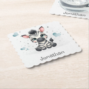 Simple cute little cartoon zebra  paper coaster