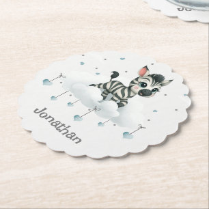 Simple cute little cartoon zebra  paper coaster