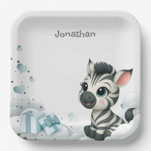 Simple cute little cartoon zebra  paper plate
