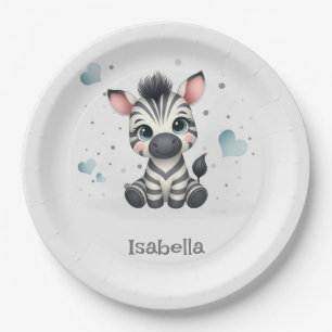 Simple cute little cartoon zebra  paper plate