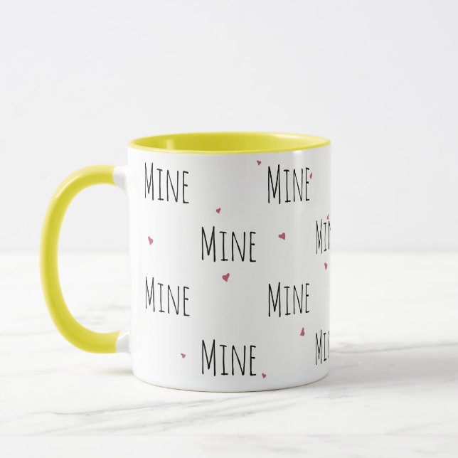 Simple Cute Little hearts + "Mine" text | Love Mug (Left)