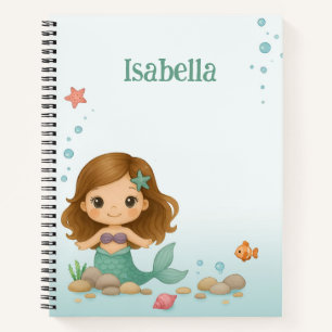 Simple cute little mermaid notebook