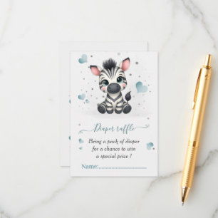 Simple cute little zebra baby shower enclosure card