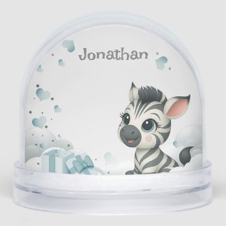 Simple cute little zebra snowglobe