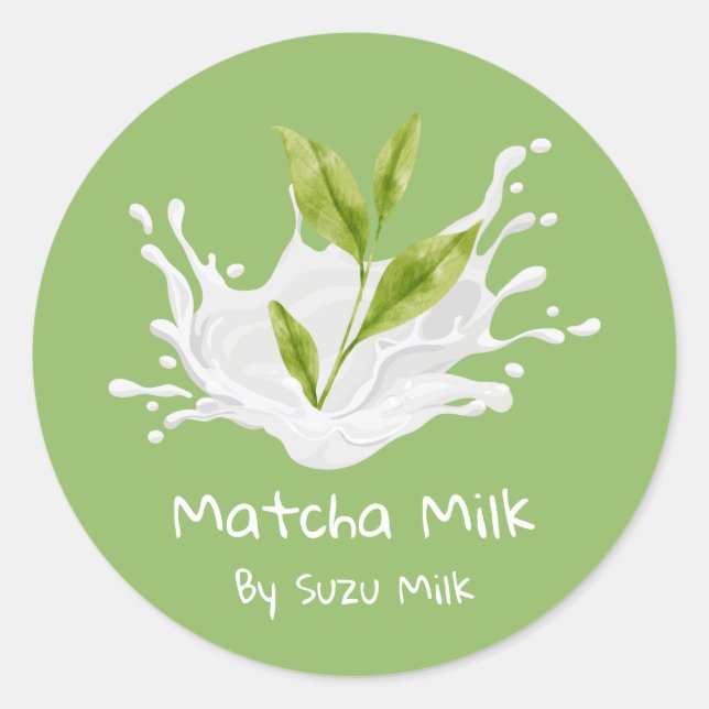 Simple Cute Matcha Green Tea Milk Label (Front)