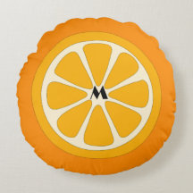 Simple Cute Minimalist Orange Slice with Monogram