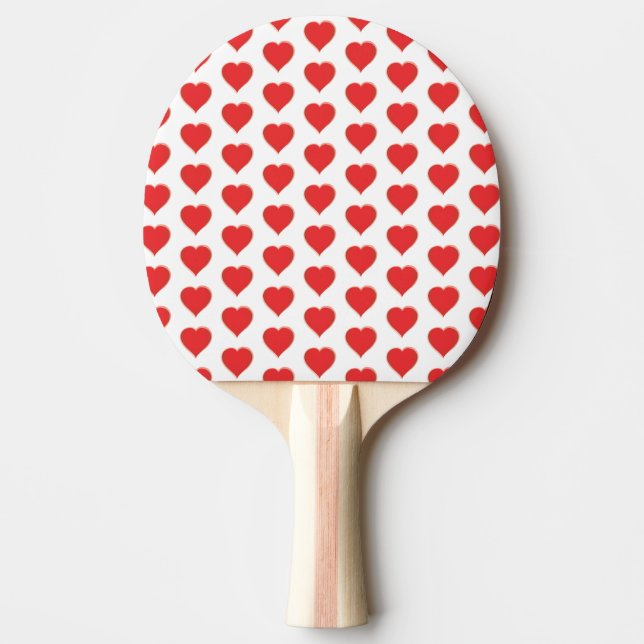 Simple Cute Minimalist Red Heart Pattern Ping Pong Paddle (Front)