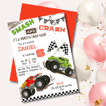 Simple cute modern monster truck kid 6th birthday  invitation<br><div class="desc">Rev up the excitement for your child's birthday with our "Monster Truck Bash 6th Birthday Invitation!" This is perfect for young monster truck enthusiasts, featuring dynamic illustrations of roaring monster trucks in action, complete with mud splashes and tire tracks. Bold and vibrant text declares "SMASH and CRASH, " setting the...</div>