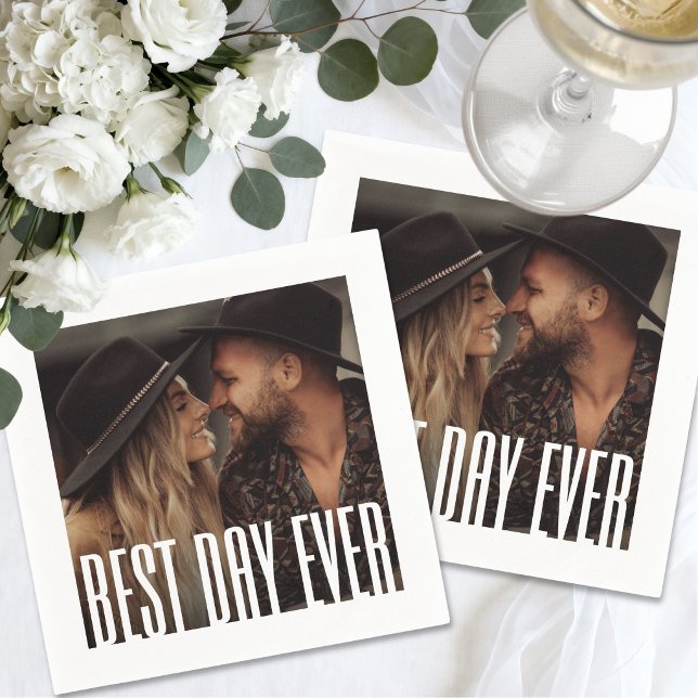 Simple Cute Modern Photo Wedding Napkin (Simple Cute Modern Photo Wedding Napkins)