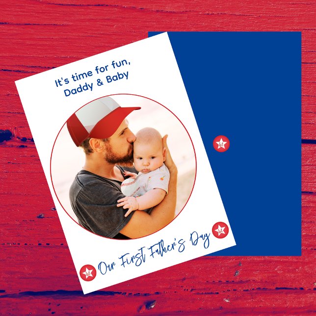 Simple Cute New Dad Family Photo 1st Fathers Day Holiday Card (Creator Uploaded)