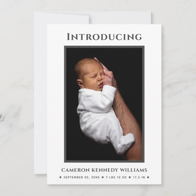 Simple Cute Newborn Custom Photo Hello Baby Birth Announcement (Front)