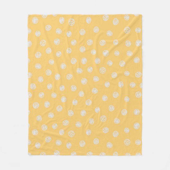Simple Cute Orange & White Pokadot Fleece Blanket (Front)