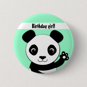 Simple cute panda Birthday girl 6 Cm Round Badge