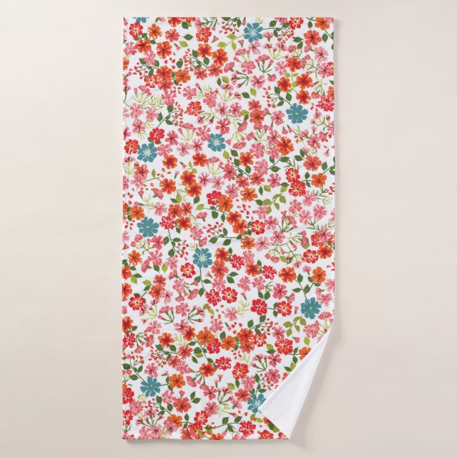 Simple cute pattern in small-scale flowers. High-c Bath Towel (Bath Towel)