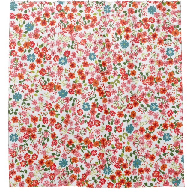 Simple cute pattern in small-scale flowers. High-c Shower Curtain (Front)