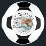 Simple Cute Photo Birthday Design For Grandson Soccer Ball<br><div class="desc">This birthday greeting design is created for a grandson and is especially suited for teenagers and young adults rather than small children. It can be given by grandparents, parents, uncles, aunts, or anyone celebrating a grandson or a person who is like a grandson. The design features a modern minimalist layout...</div>