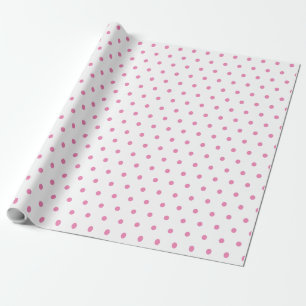 Simple Cute Polka Dot White and Pink Wrapping Paper