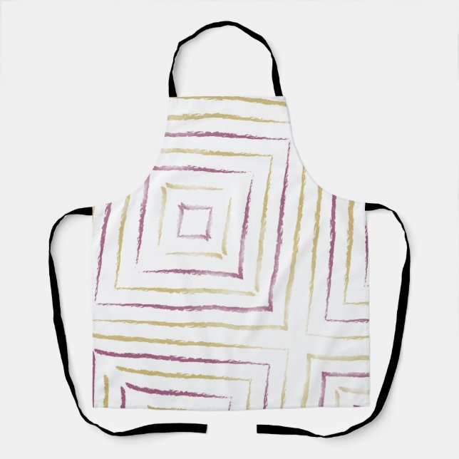 Simple Cute Purple & Golden Stripes Apron (Front)