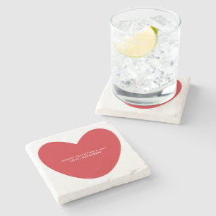 Simple cute red heart custom Valentine's Day Stone Coaster