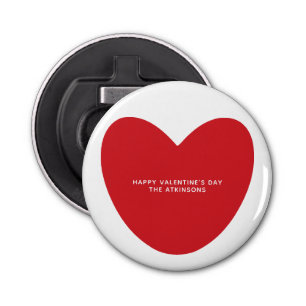 Simple cute red heart personalised Valentine's Day Bottle Opener