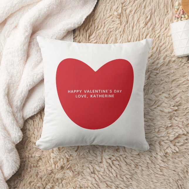 Simple cute red heart personalised Valentine's Day Cushion (Blanket)