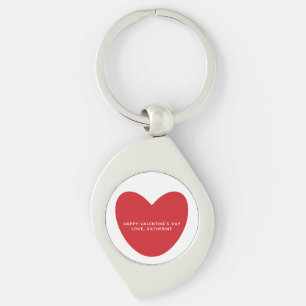 Simple cute red heart personalised Valentine's Day Key Ring