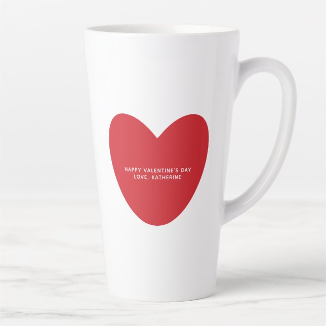 Simple cute red heart personalised Valentine's Day Latte Mug (Right)