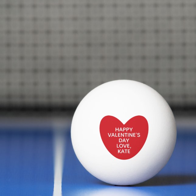 Simple cute red heart personalised Valentine's Day Ping Pong Ball (Net)