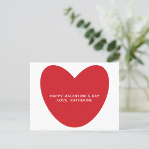 Simple cute red heart personalised Valentine's Day Postcard