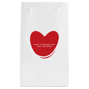 Simple cute red heart personalised Valentine's Day Small Gift Bag