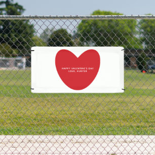 Simple cute red heart personalized Valentine's Day Banner