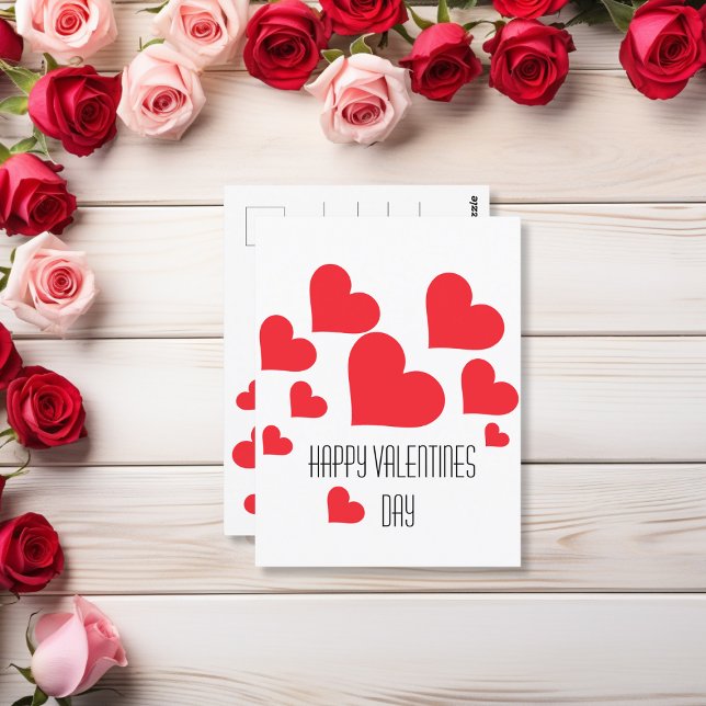 Simple Cute Red Hearts on White Valentine's Day  Postcard (Happy Valentines Day Postcard for Someone You Love.)