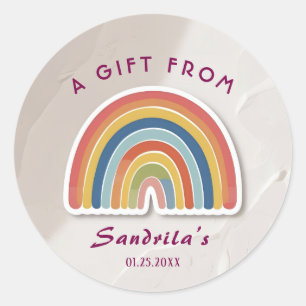 Simple Cute Retro Rainbow Personalised Gift From  Classic Round Sticker