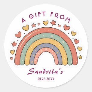 Simple Cute Retro Rainbow Personalised Gift From  Classic Round Sticker