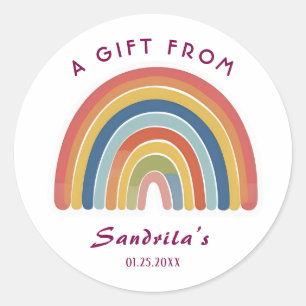 Simple Cute Retro Rainbow Personalised Gift From  Classic Round Sticker