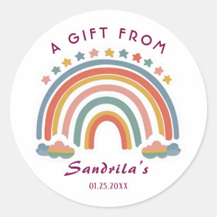 Simple Cute Retro Rainbow Personalised Gift From  Classic Round Sticker